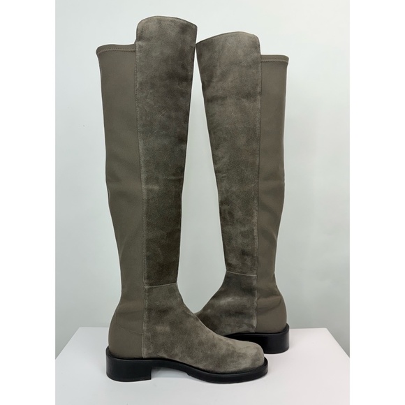 New Stuart Weitzman 5050 Bold Over The Knee Boot Grey Suede Sz 5.5 - Picture 12 of 15